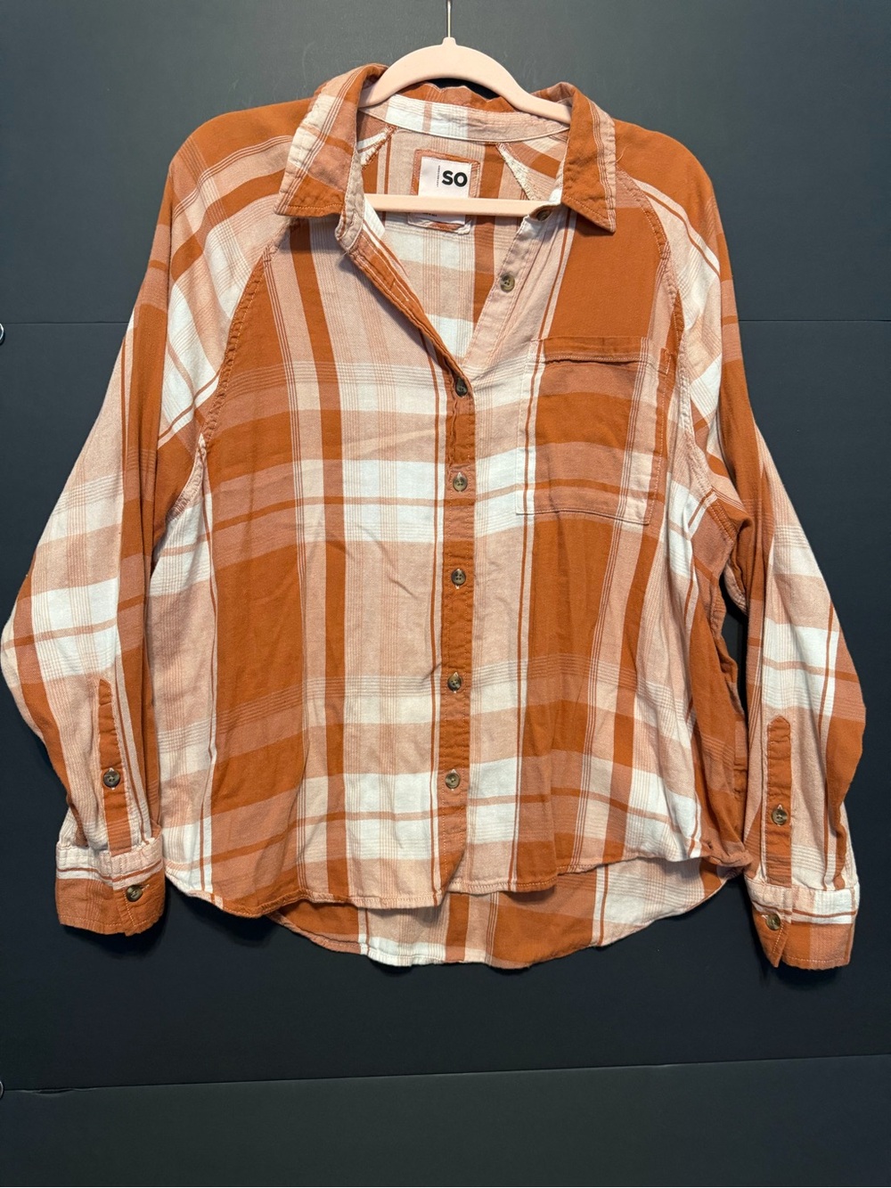 SO Rust and Cream Plaid Shirt